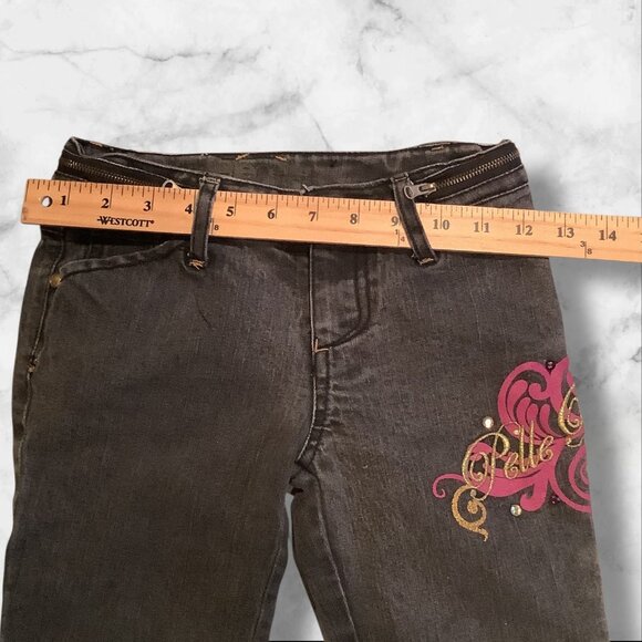 PellePelle Girls Size 6X Black Jeans With Belle Belle Design & Embroidered Cuffs - Picture 10 of 16
